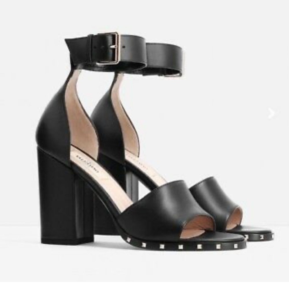 Valentino Rockstud Sole Sandal Block Heel Black